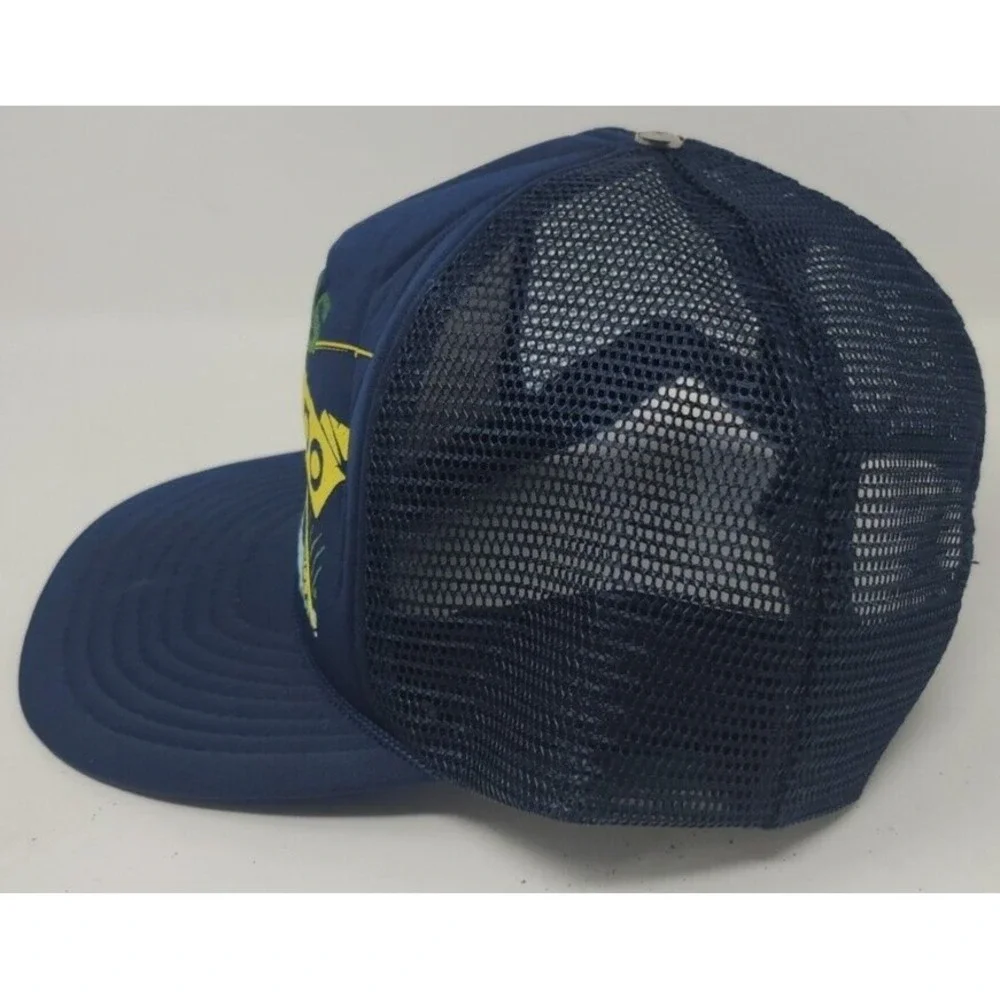 Vintage Snapback Mesh Truckers Cap Bass Commando Hat Dark Blue